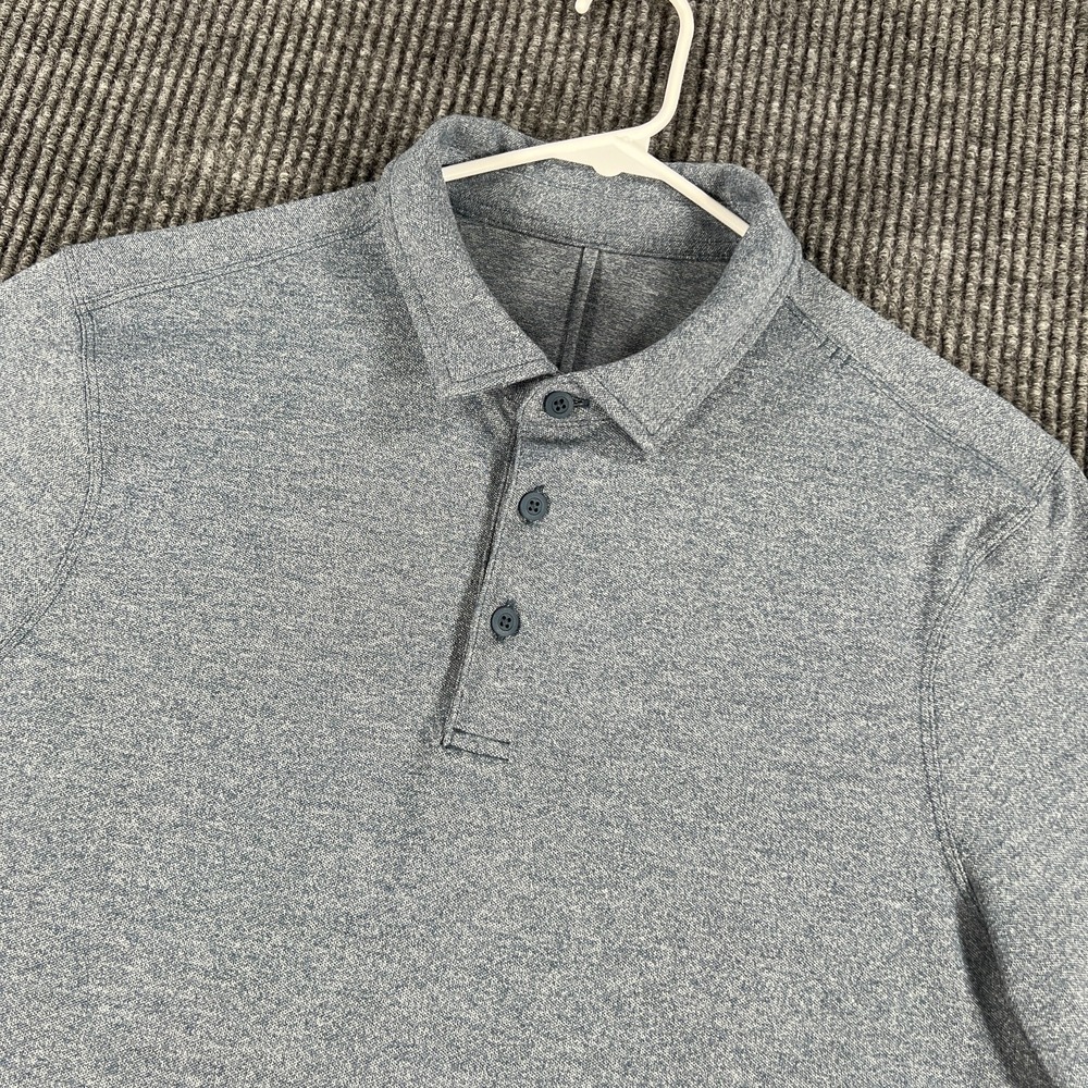 Lululemon Polo Shirt Mens Small Blue Short Sleeve Outdoor Casual Golf Active